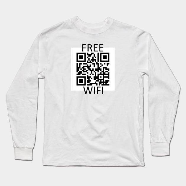 Free Wifi QR Code Long Sleeve T-Shirt by rorkijon